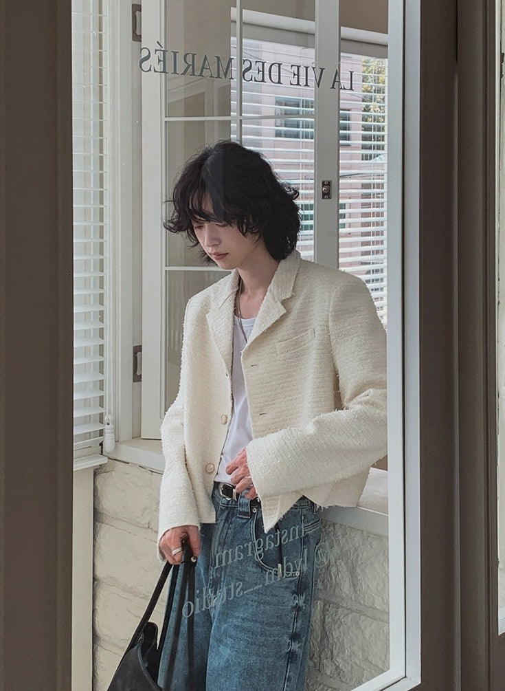 Chic Short Jacket With Blazer Collar