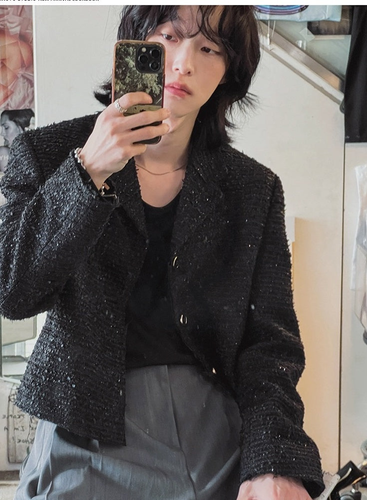 Chic Short Jacket With Blazer Collar