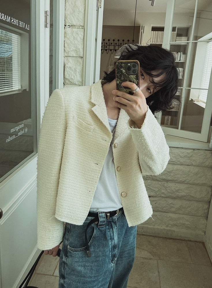 Chic Short Jacket With Blazer Collar