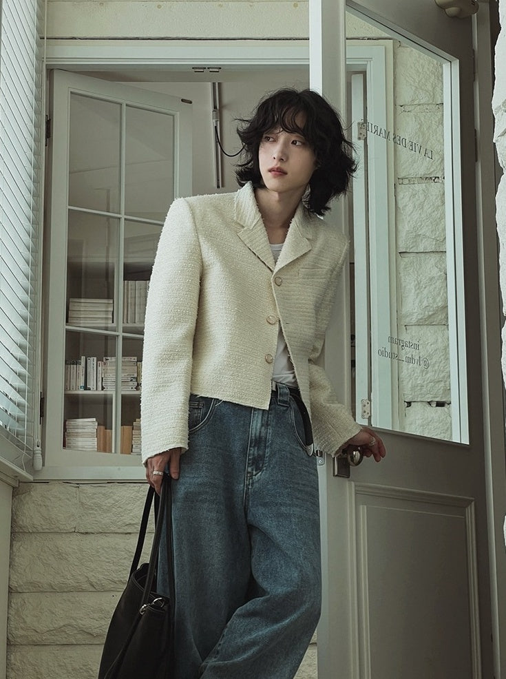 Chic Short Jacket With Blazer Collar