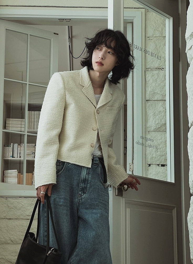 Chic Short Jacket With Blazer Collar
