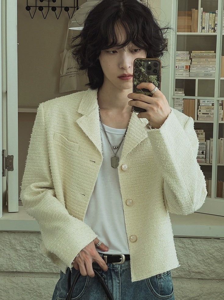 Chic Short Jacket With Blazer Collar