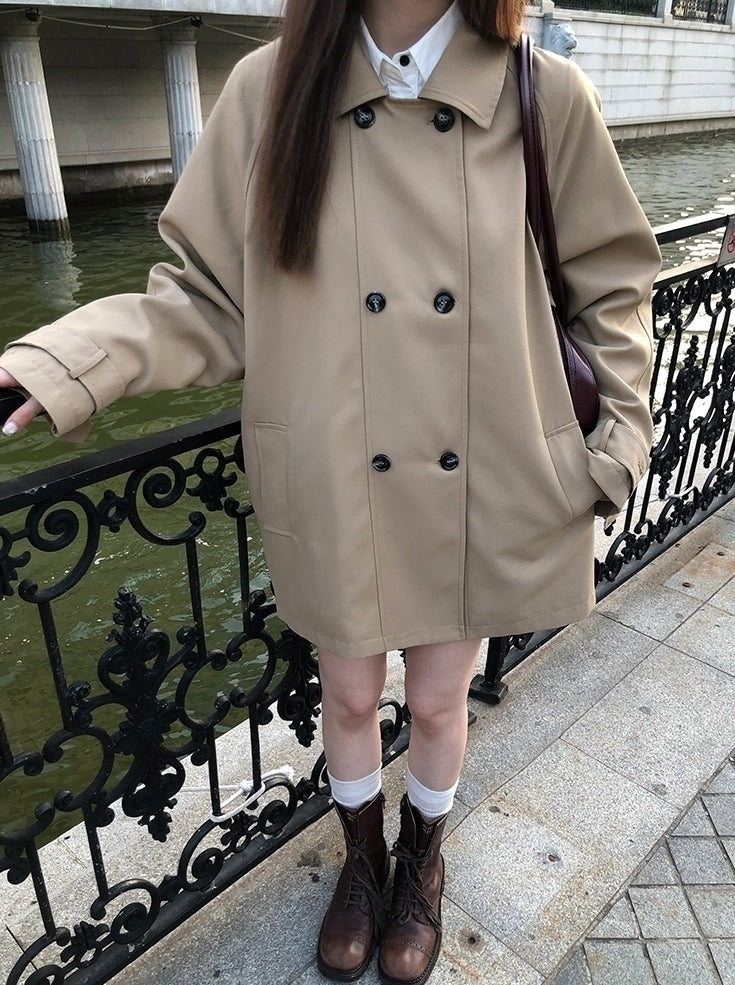 Chic Short Trench Coat Classic Autumn Outerwear