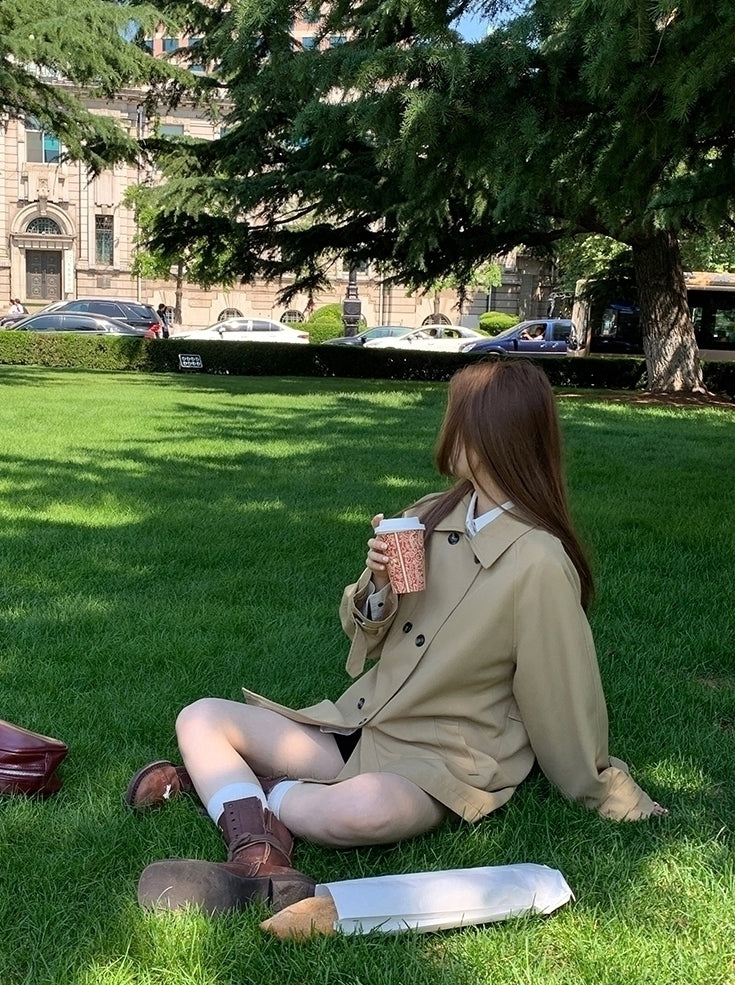 Chic Short Trench Coat Classic Autumn Outerwear