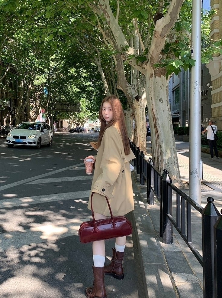 Chic Short Trench Coat Classic Autumn Outerwear