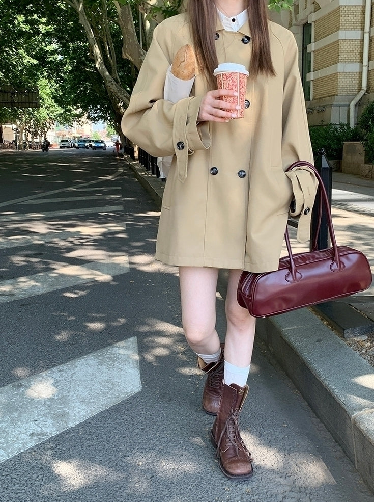 Chic Short Trench Coat Classic Autumn Outerwear