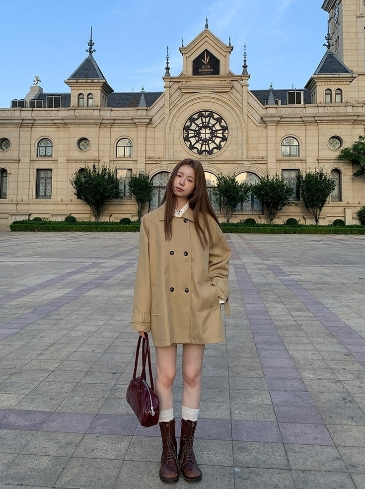 Chic Short Trench Coat Classic Autumn Outerwear