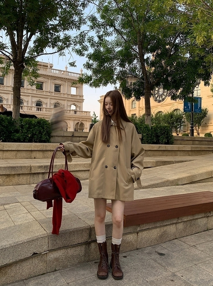 Chic Short Trench Coat Classic Autumn Outerwear