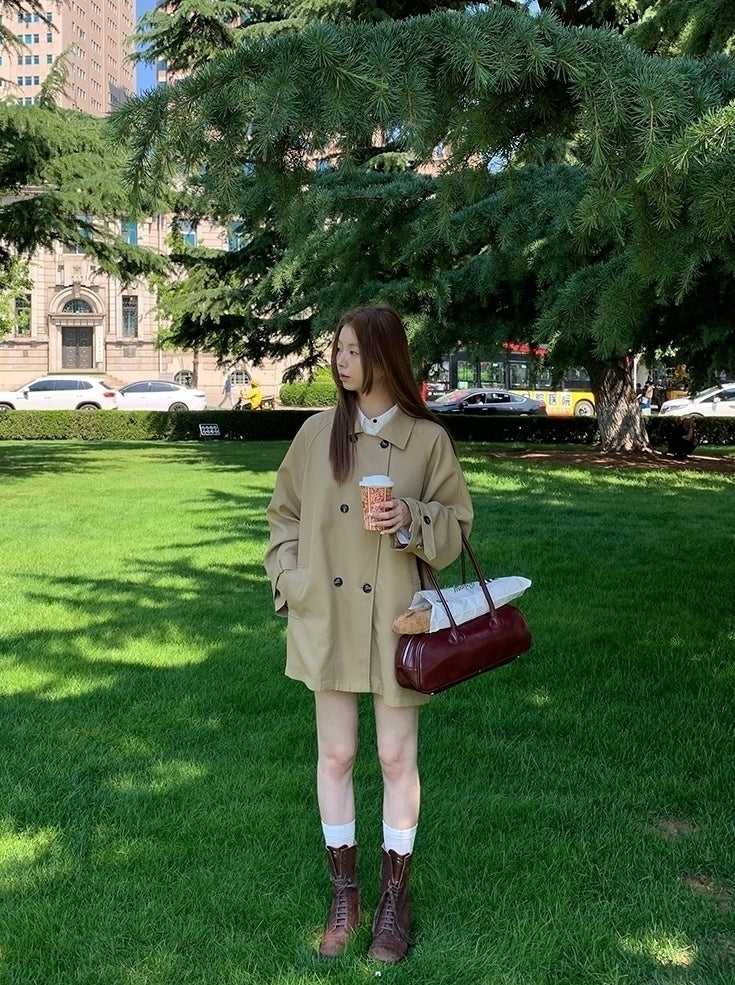 Chic Short Trench Coat Classic Autumn Outerwear