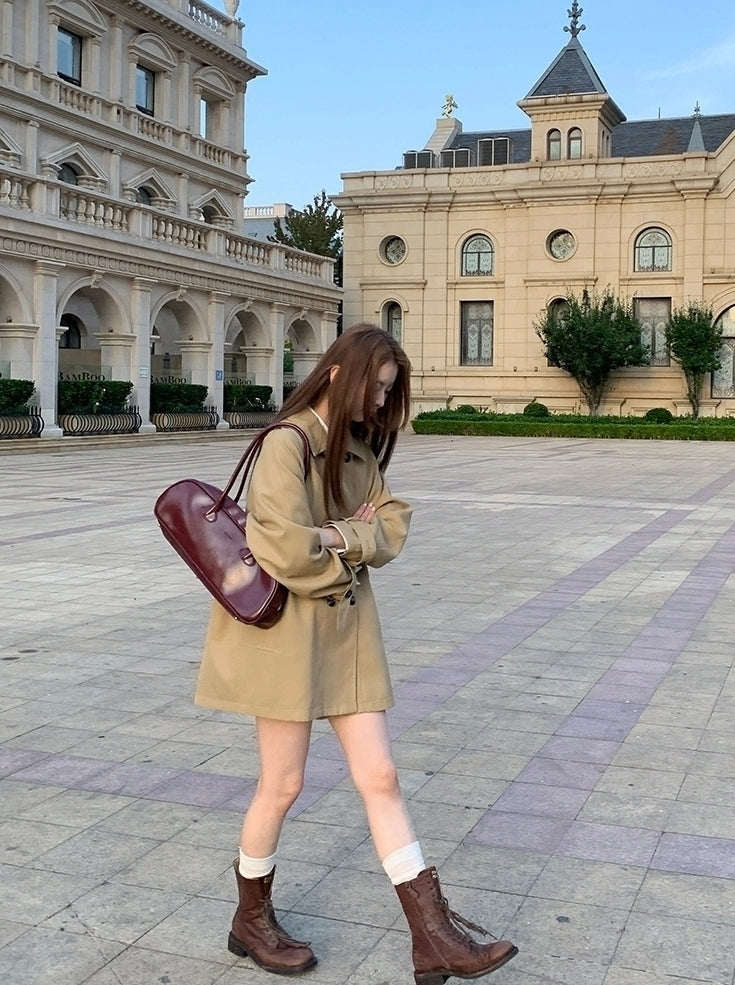 Chic Short Trench Coat Classic Autumn Outerwear