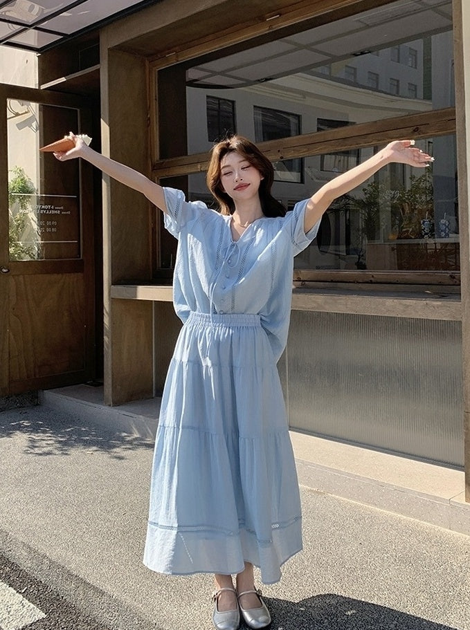 Chic Stylish Relaxed Shirt And Skirt Set