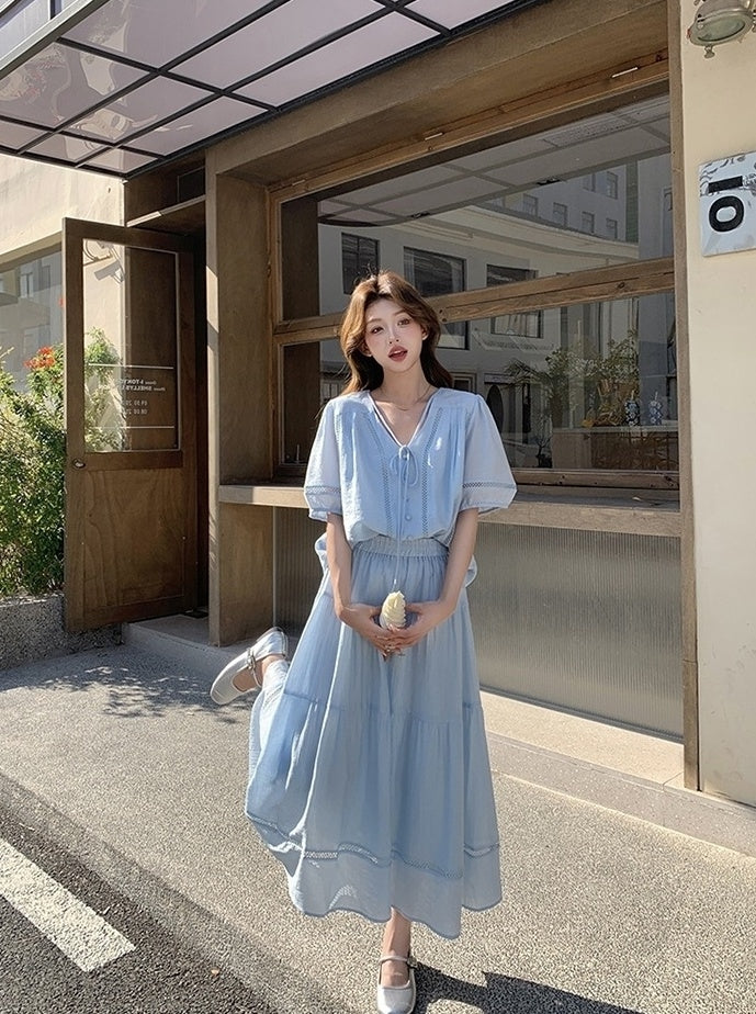 Chic Stylish Relaxed Shirt And Skirt Set