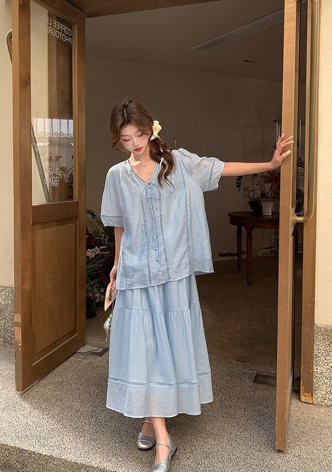Chic Stylish Relaxed Shirt And Skirt Set