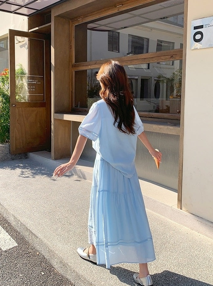 Chic Stylish Relaxed Shirt And Skirt Set