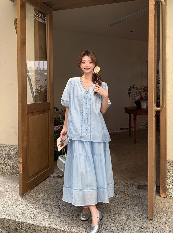 Chic Stylish Relaxed Shirt And Skirt Set