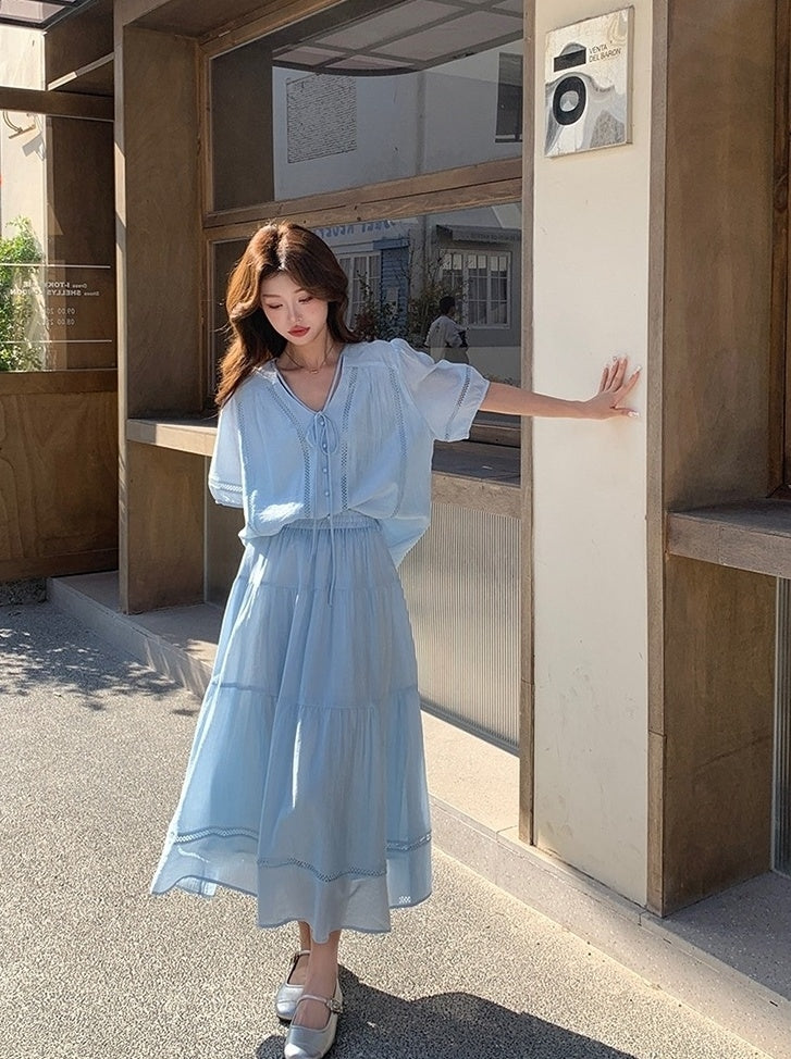 Chic Stylish Relaxed Shirt And Skirt Set
