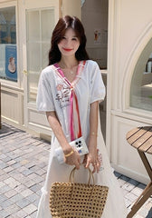 Chic White Casual Vintage Style Summer Dress