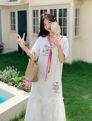 Chic White Casual Vintage Style Summer Dress