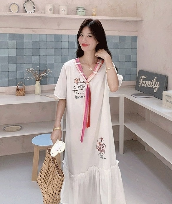 Chic White Casual Vintage Style Summer Dress