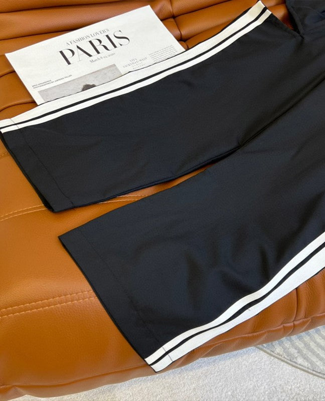 Black Side Striped Cut-Out Trousers