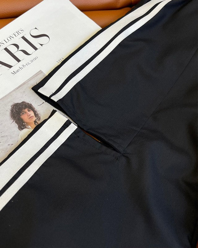Black Side Striped Cut-Out Trousers