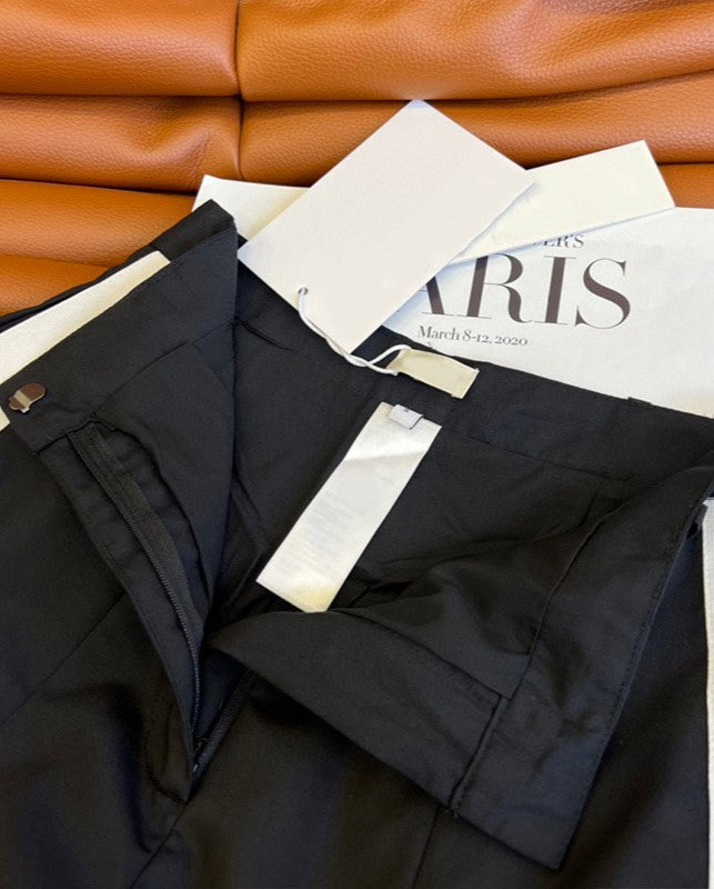 Black Side Striped Cut-Out Trousers