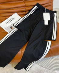 Black Side Striped Cut-Out Trousers