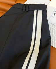 Black Side Striped Cut-Out Trousers