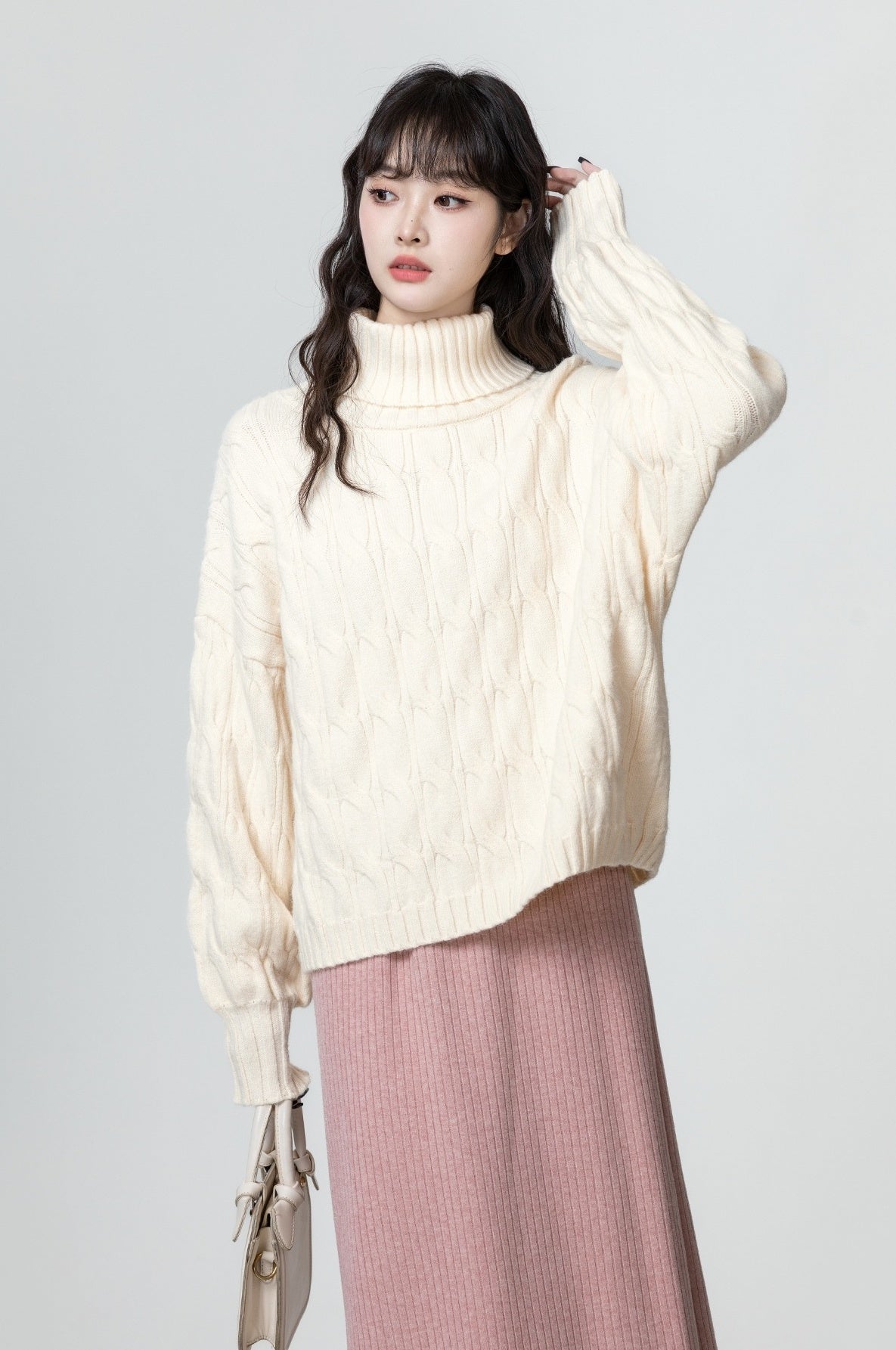 Chunky Cable Knit Turtleneck Sweater