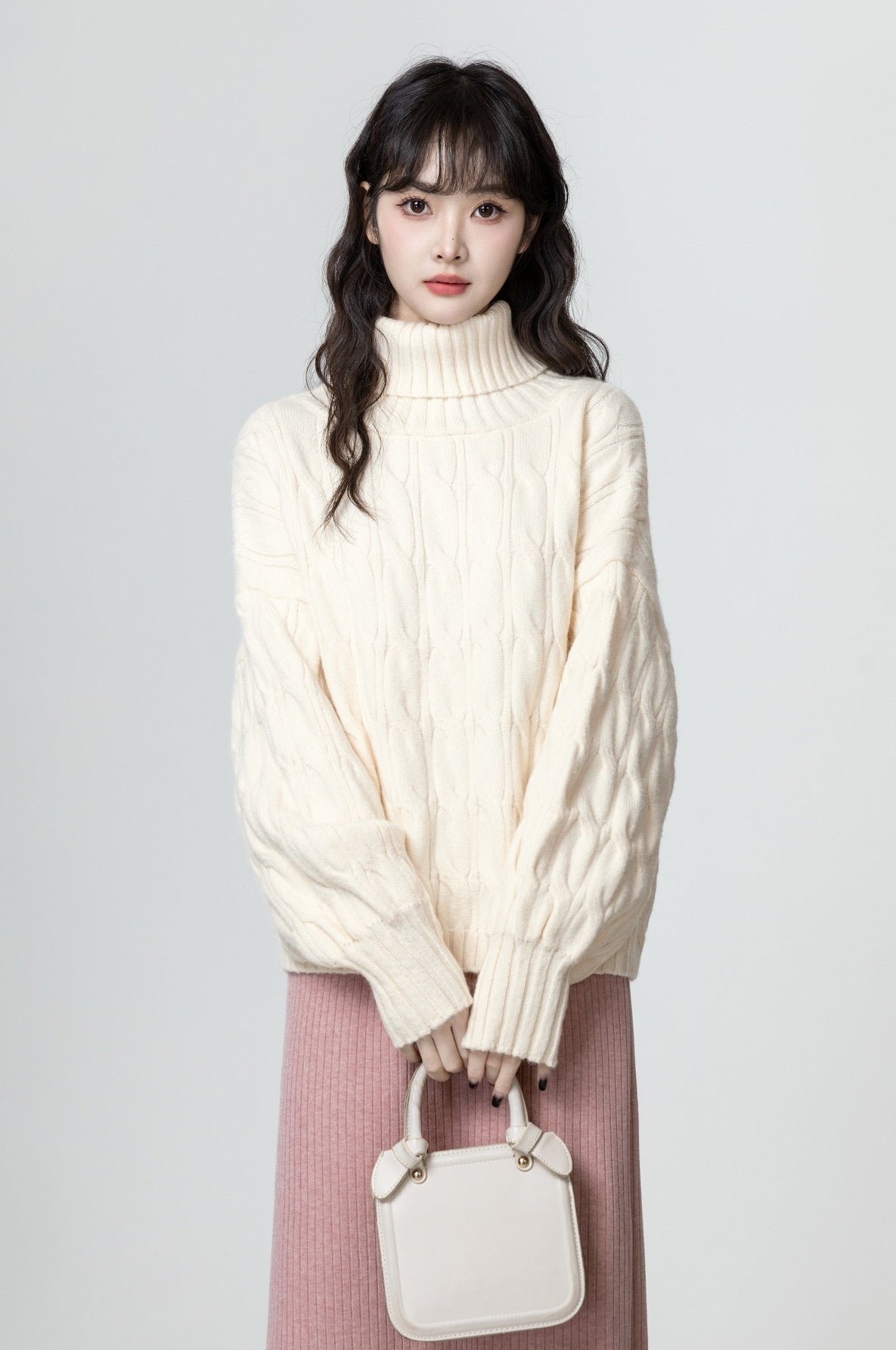Chunky Cable Knit Turtleneck Sweater