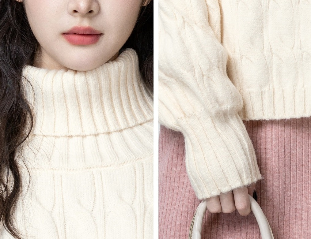 Chunky Cable Knit Turtleneck Sweater