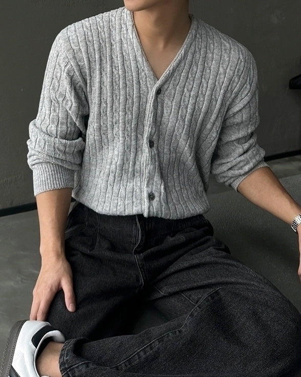 Chunky Knit Cardigan Casual Relaxed Fit Sweater