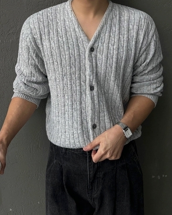 Chunky Knit Cardigan Casual Relaxed Fit Sweater