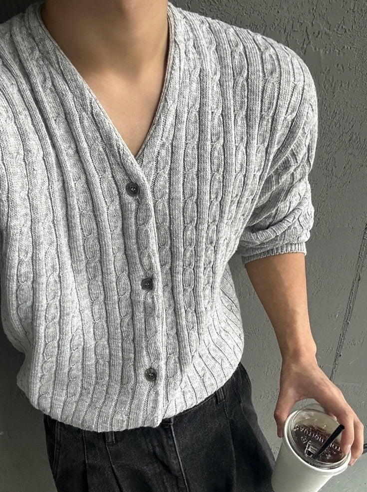 Chunky Knit Cardigan Casual Relaxed Fit Sweater