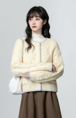 Chunky Knit Cardigan Sweater Almond