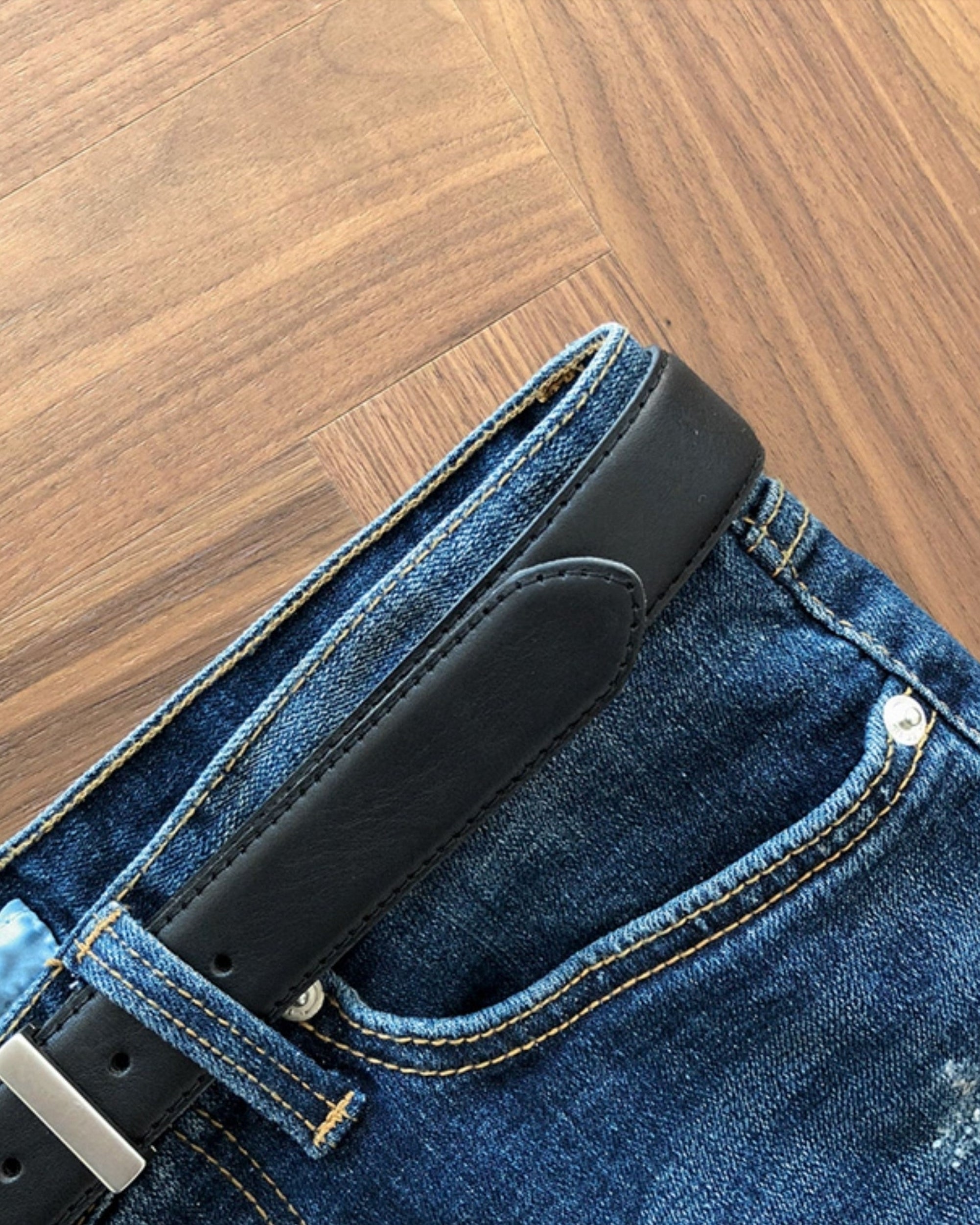 Classic Black Casual Fashion Belt For Jeans