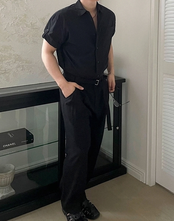 Classic Black Short Sleeve Casual Shirt