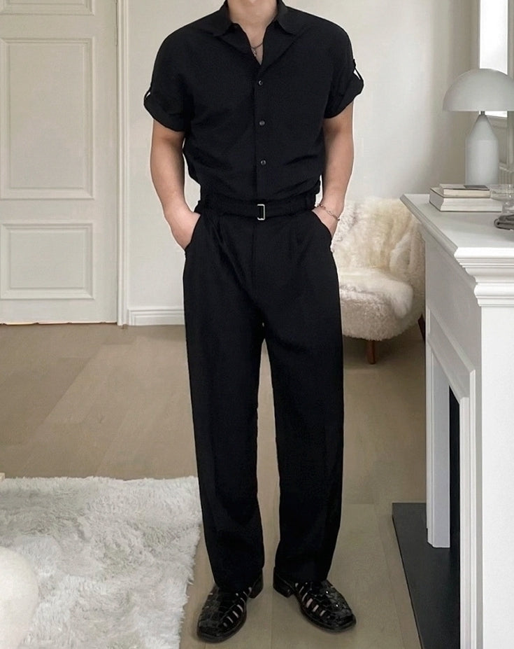 Classic Black Short Sleeve Casual Shirt