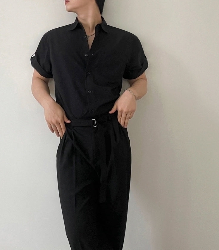 Classic Black Short Sleeve Casual Shirt