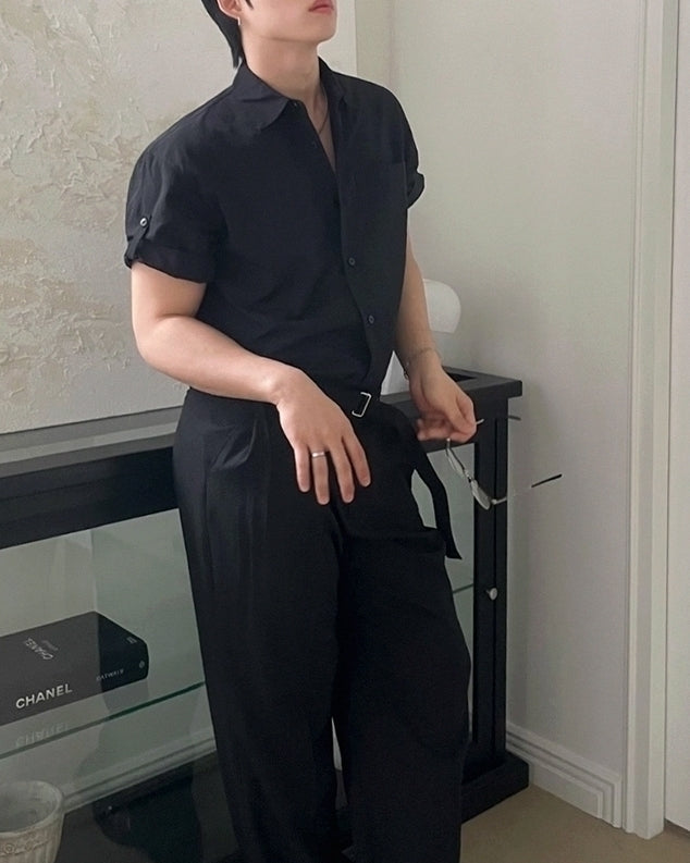 Classic Black Short Sleeve Casual Shirt