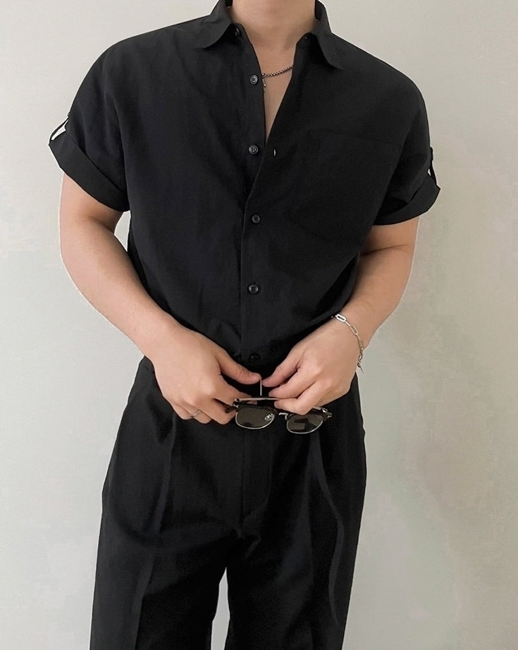 Classic Black Short Sleeve Casual Shirt