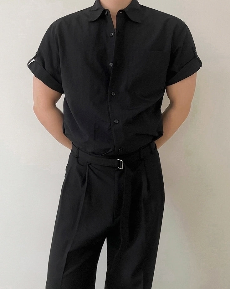 Classic Black Short Sleeve Casual Shirt