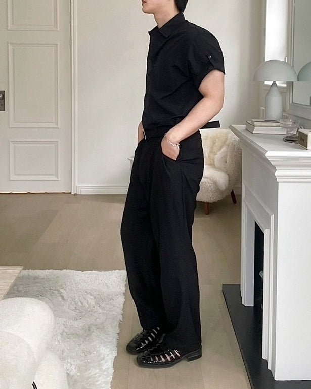 Classic Black Short Sleeve Casual Shirt