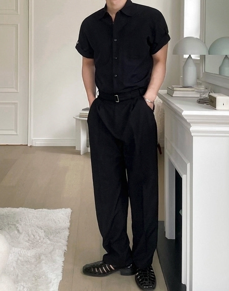 Classic Black Short Sleeve Casual Shirt