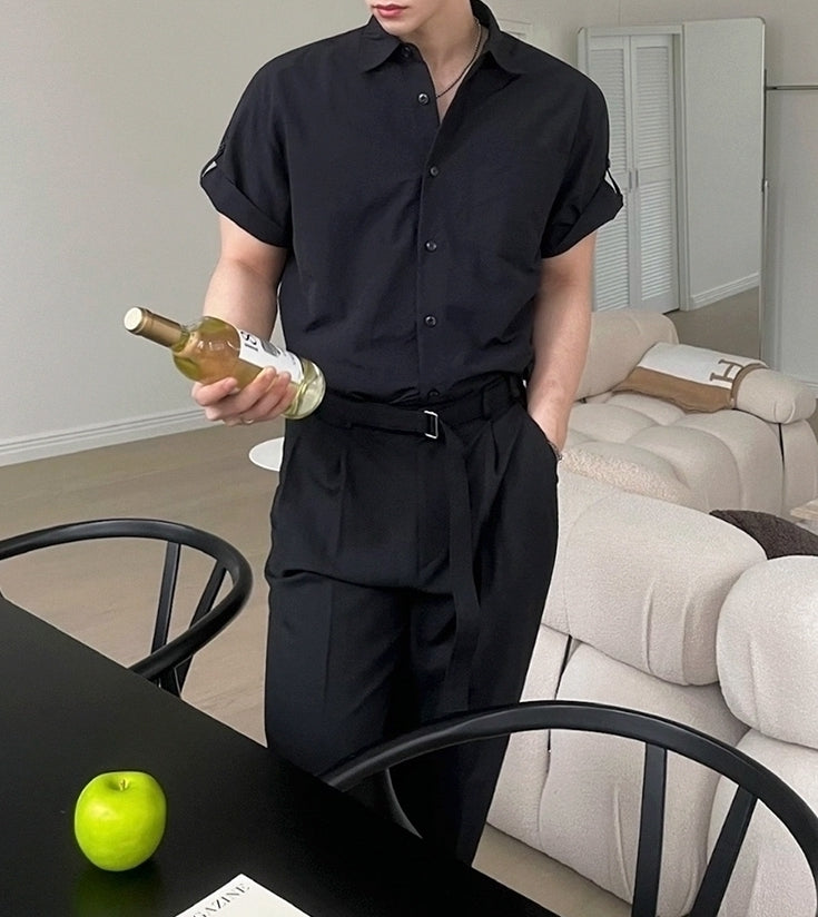 Classic Black Short Sleeve Casual Shirt