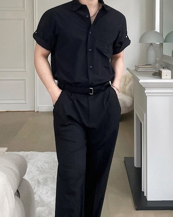 Classic Black Short Sleeve Casual Shirt