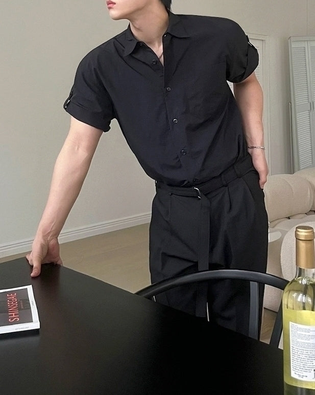 Classic Black Short Sleeve Casual Shirt