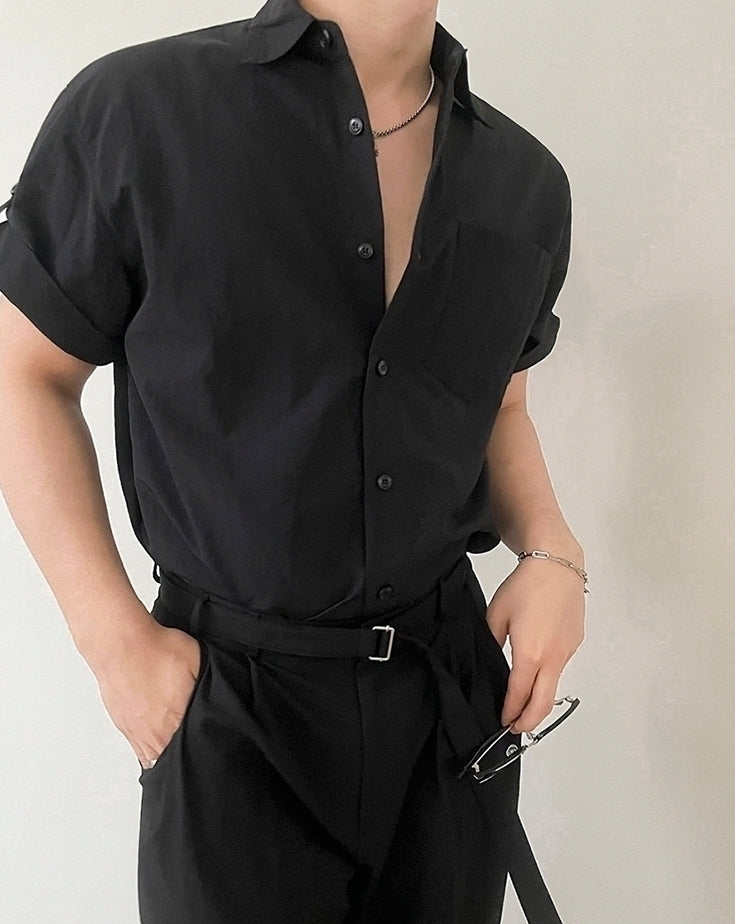 Classic Black Short Sleeve Casual Shirt