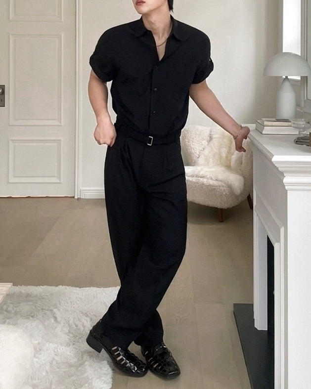 Classic Black Short Sleeve Casual Shirt