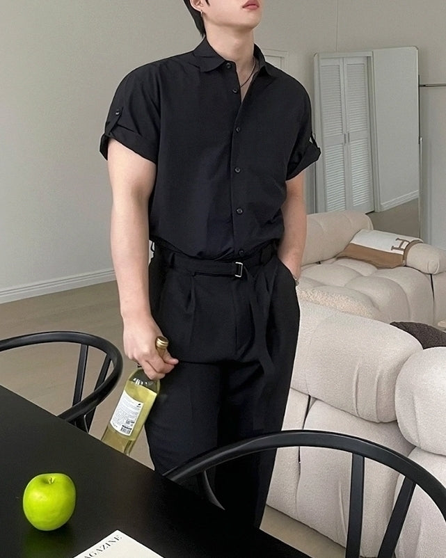 Classic Black Short Sleeve Casual Shirt
